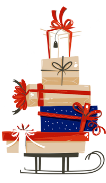 Sleigh with presents stacked on top