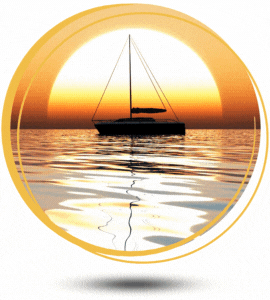 Moving image of a sailboat with the water rippling.