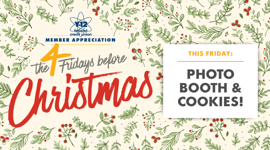 Graphic displaying the Dec. 2 treat of a photo booth and cookies.